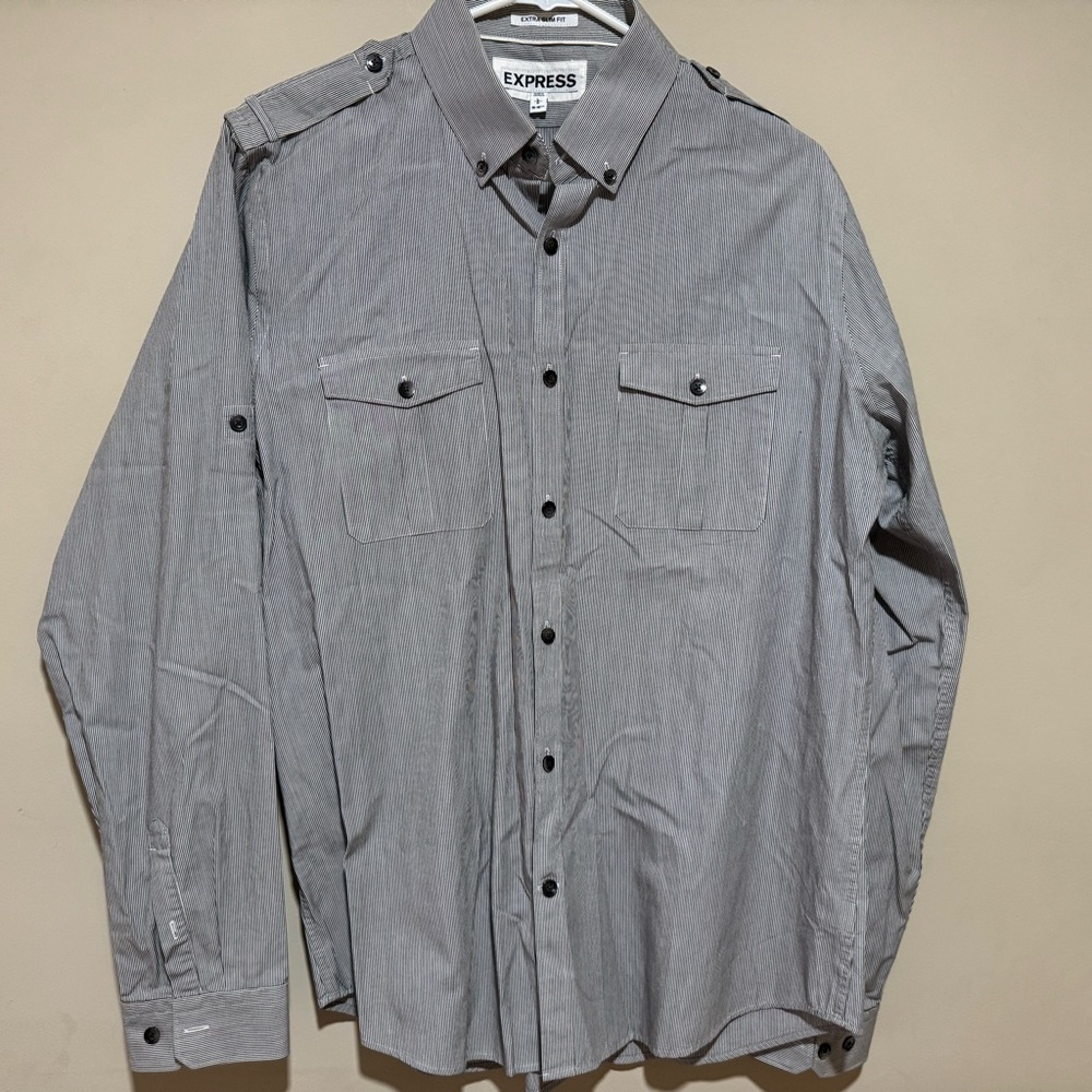Express striped long sleeve dress shirt.